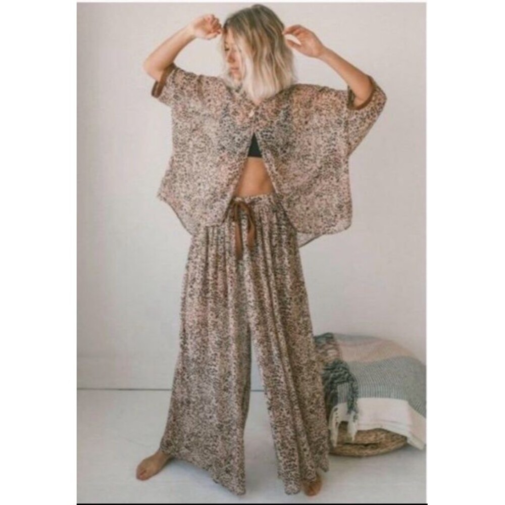 Free People Intimately Sheer Animal Print Top Small NWOT